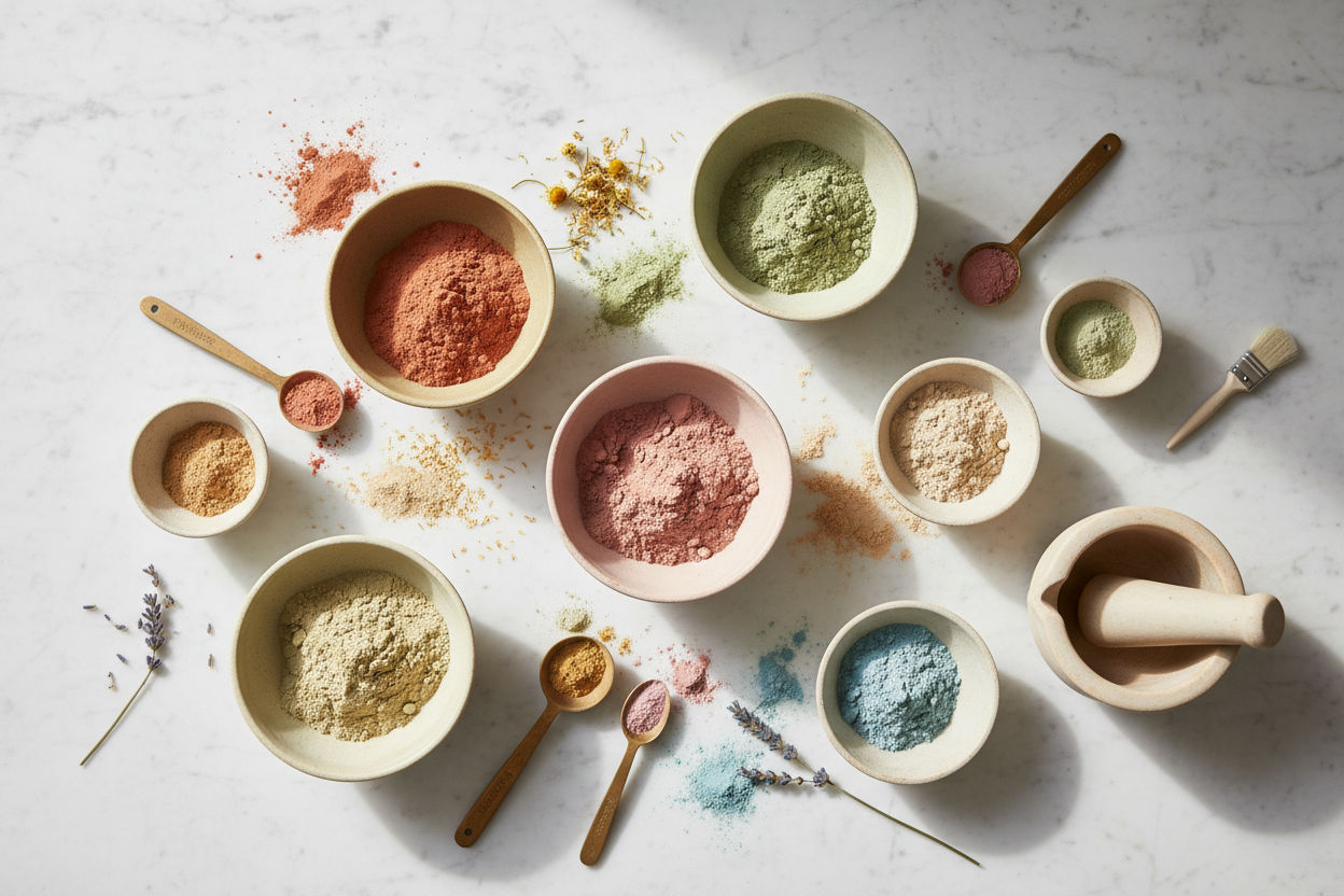 Pigments disposés dans des bols