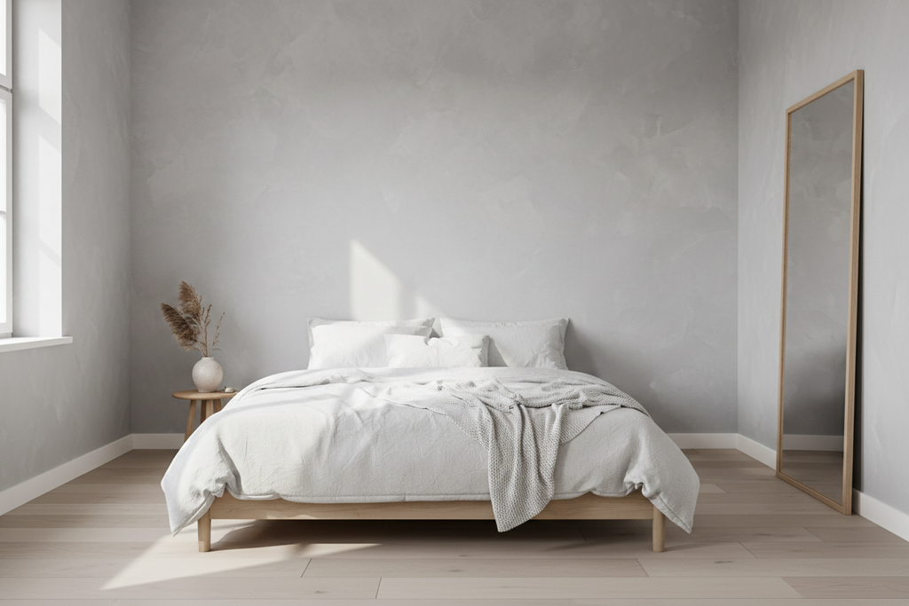 Chambre gris clair texturé