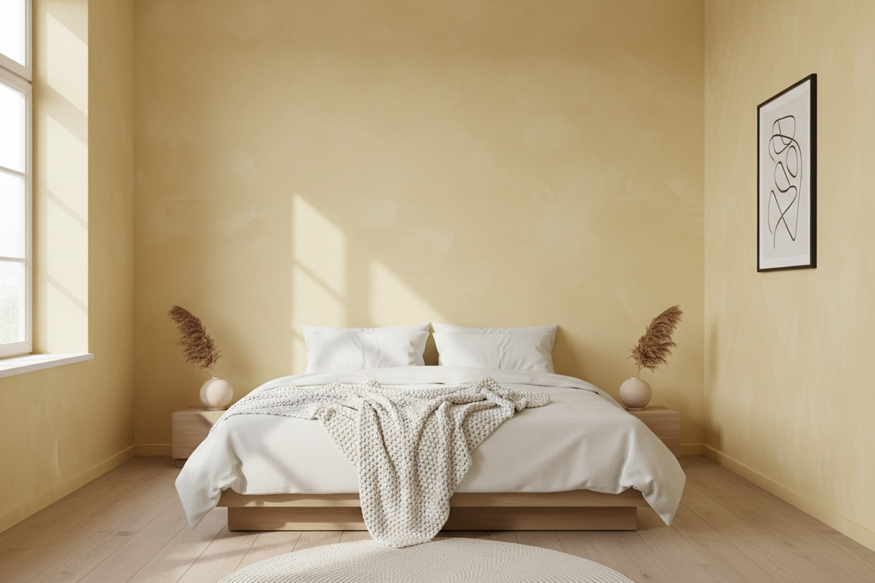 Chambre ocre jaune texturé