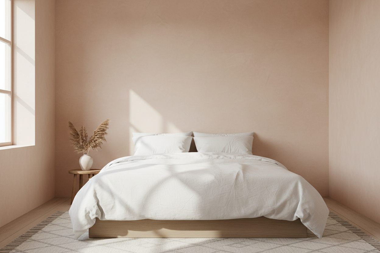 Chambre ocre rouge texturé